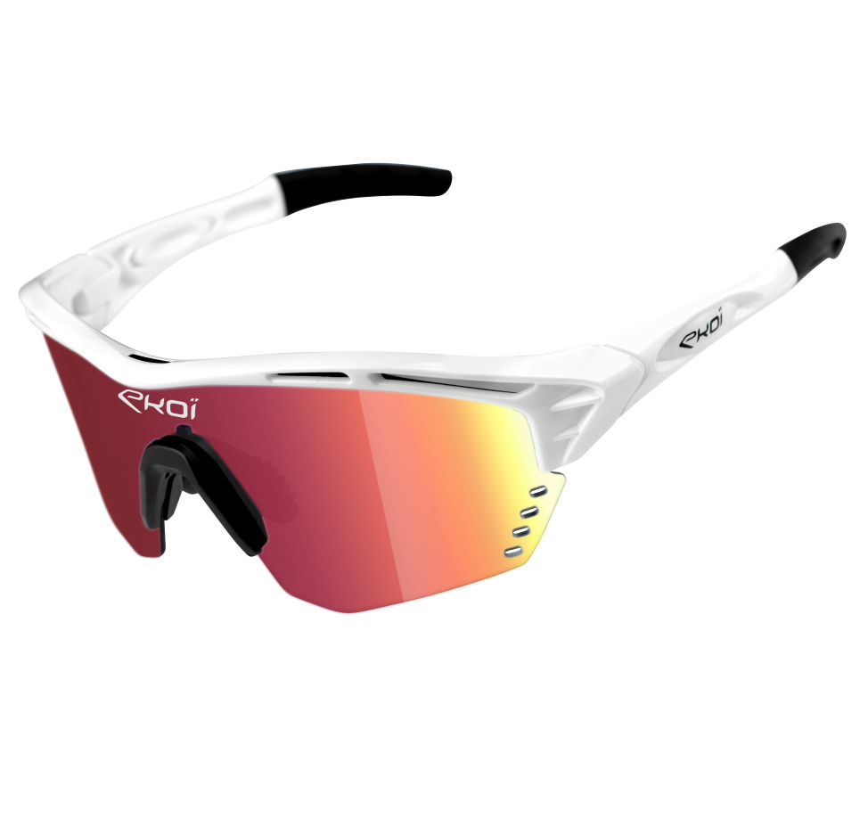 Triatlón | Suscripción 4 números Triatlón + gafas EKOI PERSOEVO4 S22 Blanco Revo Rojo Cat3